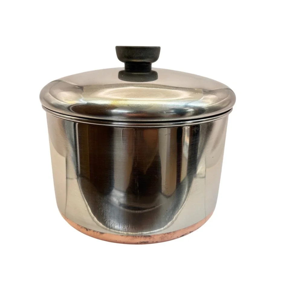 Revere Ware Copper Bottom 3 Qt Saucepan w Lid Clinton IL Vintage USA - Picture 5 of 13
